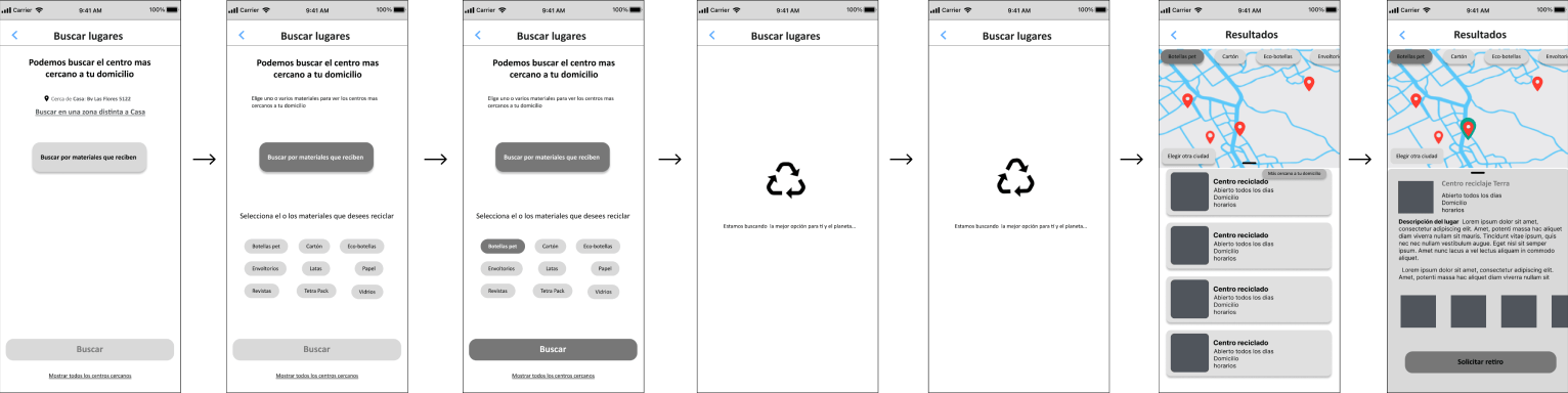 search wireframes